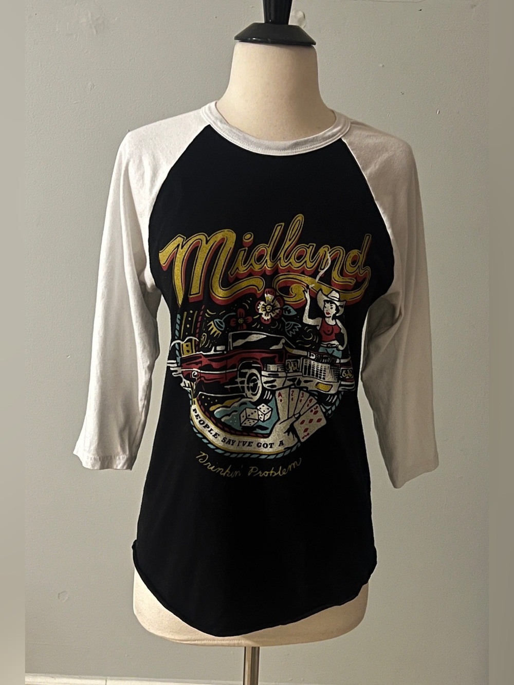 Midland Drinkin’ Problem Raglan Band Graphic Tee Small Country Western
